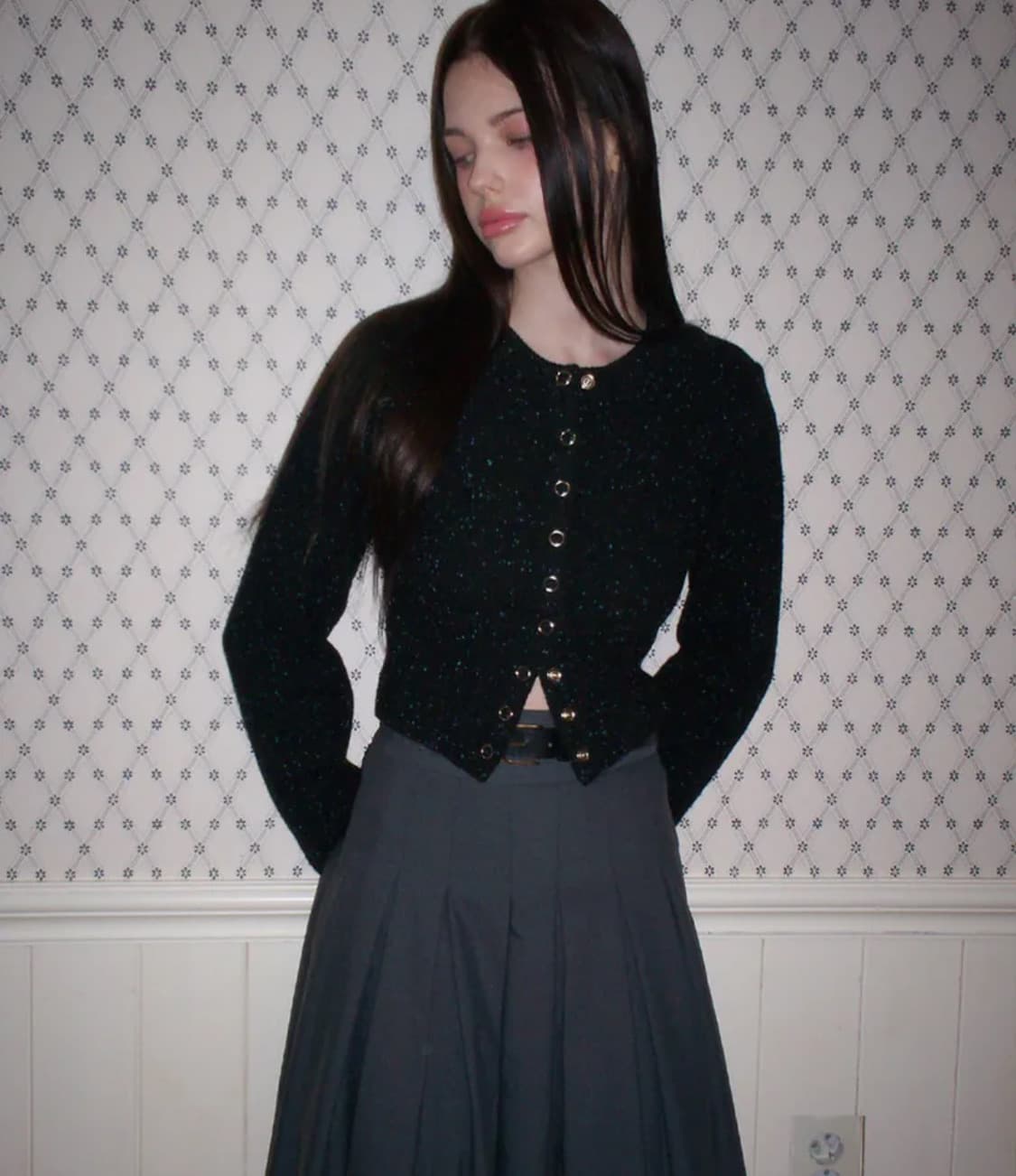 레터프롬문 더스트 파인 울 가디건 블랙 상품이미지2