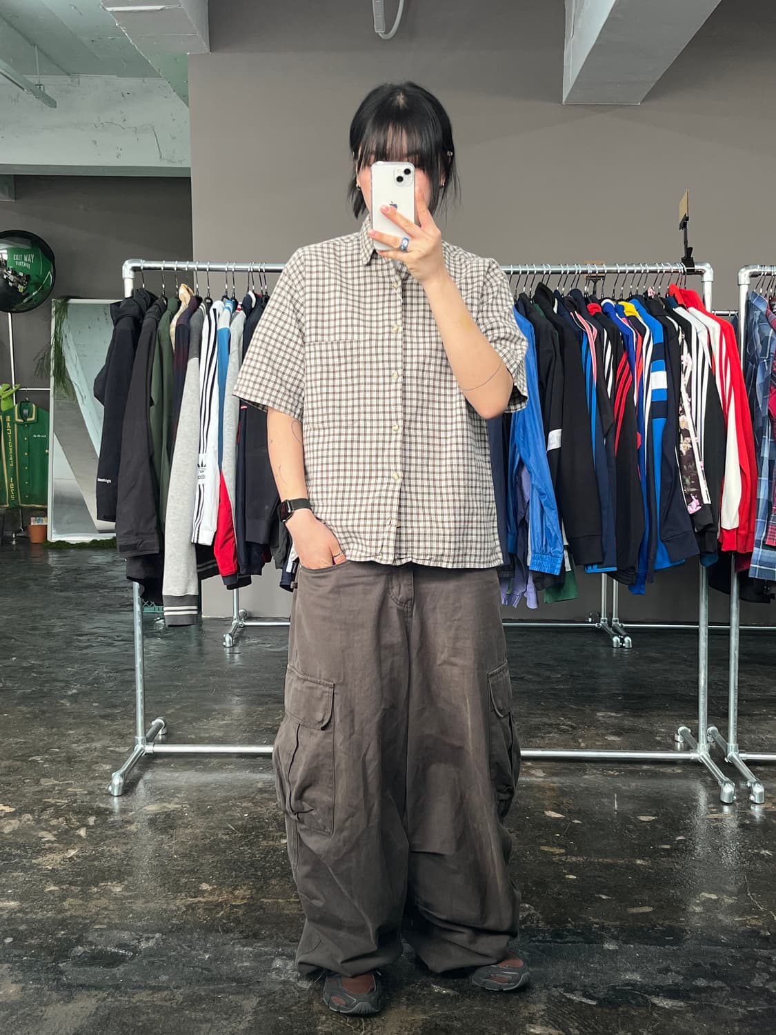 디키즈 크롭 체크 반팔 셔츠 상품이미지4