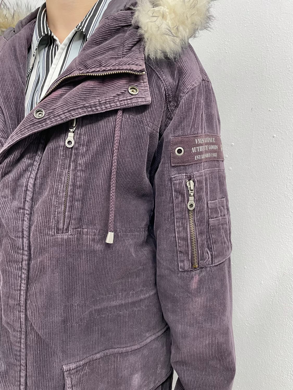퍼플 코듀로이 퍼 야상 자켓 상품이미지5