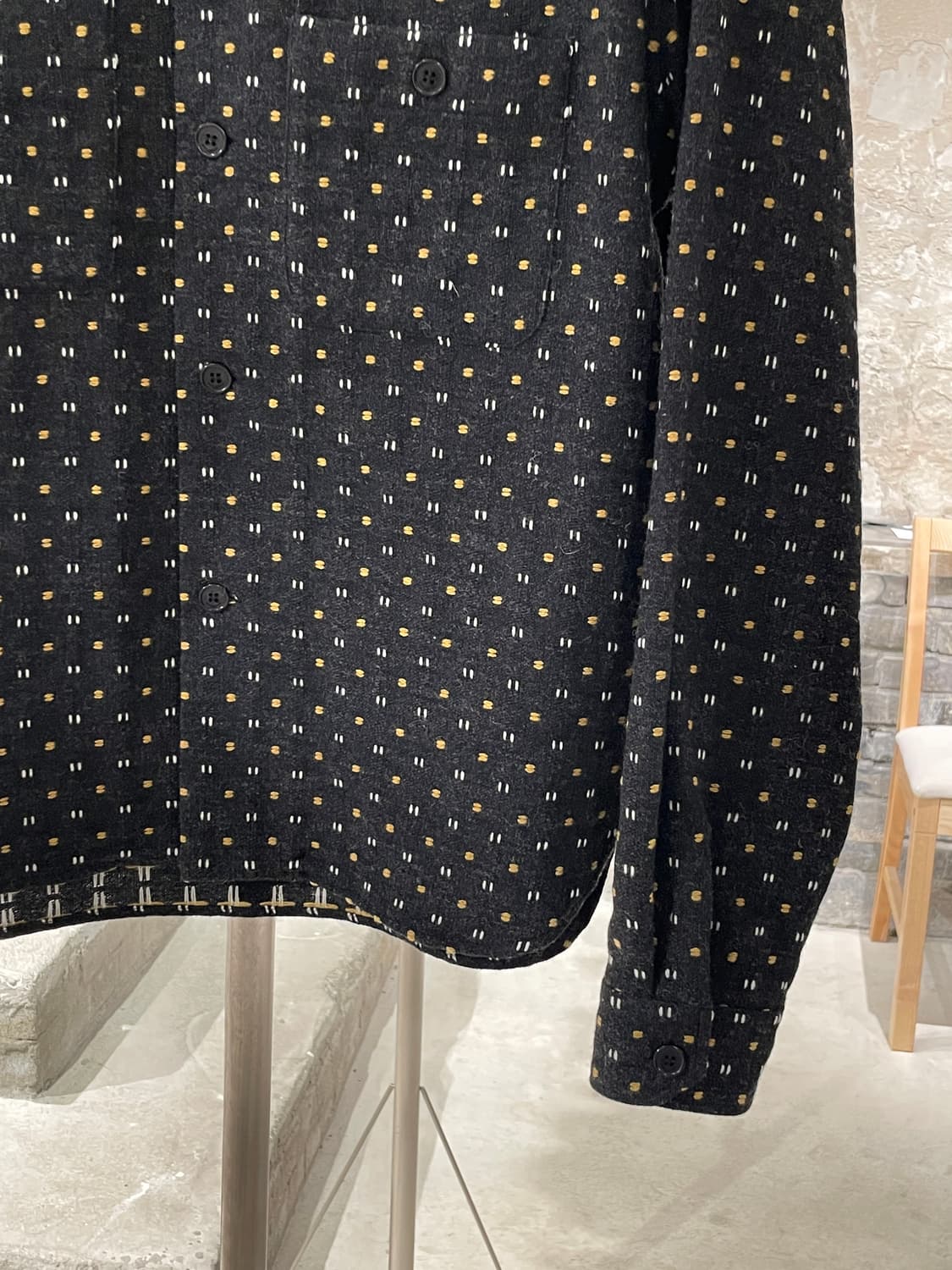 생로랑 차콜 트윈 포켓 패턴 울 셔츠 상품이미지5