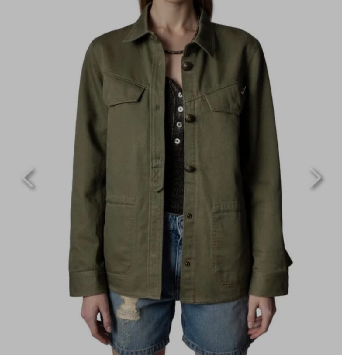 Zadig&Voltaire 자딕앤볼테르 카키 백로고 밀리터리 셔츠자켓 M 상품이미지1