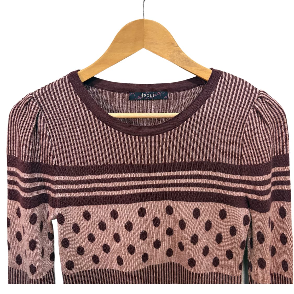 빈티지 Soup 핑크 도트 스트라이프 니트 원피스 상품이미지7