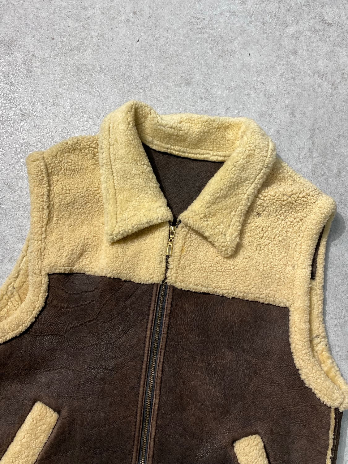 [100] 90s Capacci 양가죽 시어링 레더 베스트 상품이미지2