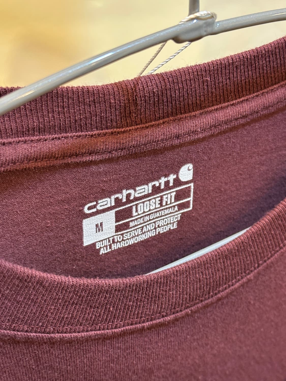 칼하트 포켓 롱슬리브 티셔츠 버건디 M  상품이미지3