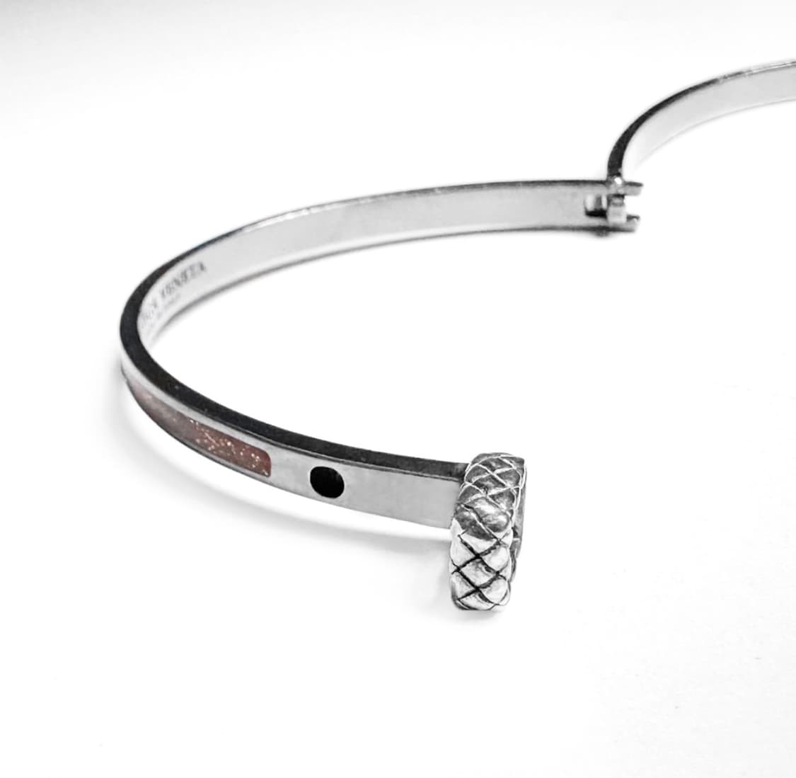 [S] 보테가베네타 에나멜 커프스 실버 브레이슬릿 팔찌 스몰 브라운 상품이미지5