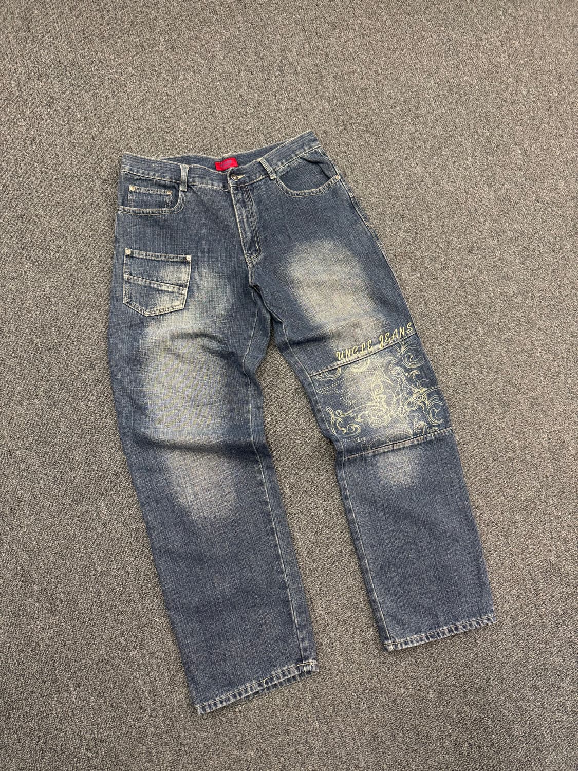 2L) UNCLE 빈티지 y2k 자수 프린팅 힙합팬츠 상품이미지1