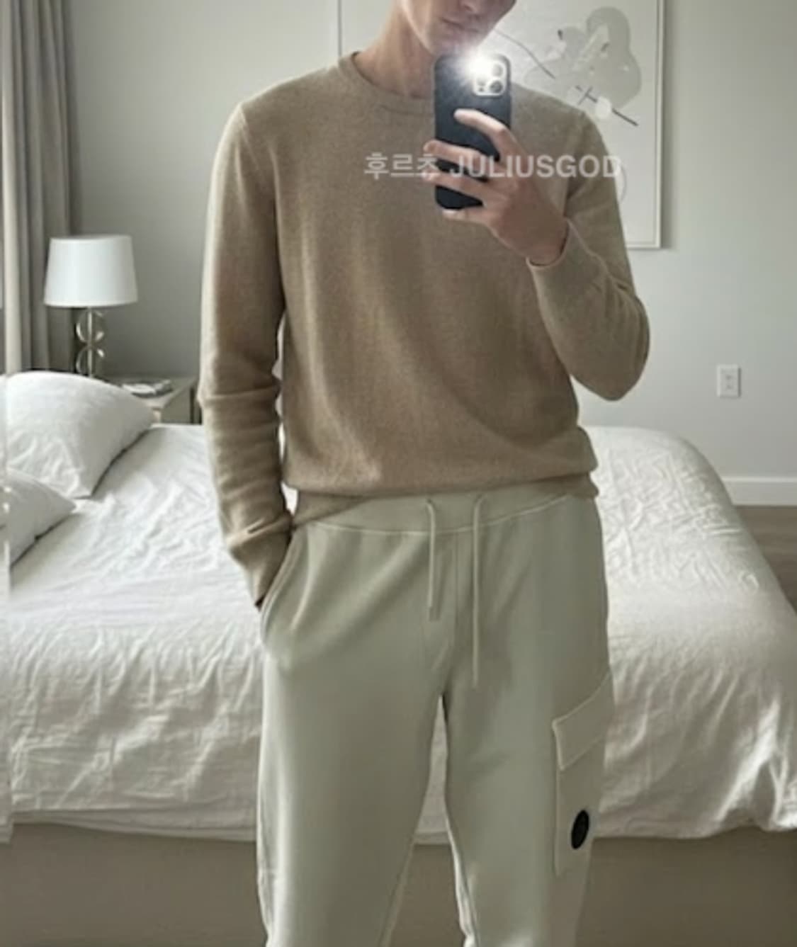 [L/새제품] CP COMPANY 씨피컴퍼니 웜 새틴 그레이 렌즈 팬츠 상품이미지1