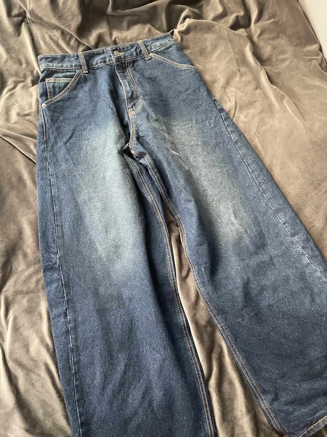 비긴202 아크 커브드 데님 와이드 팬츠 다크 블루 2사이즈 상품이미지2