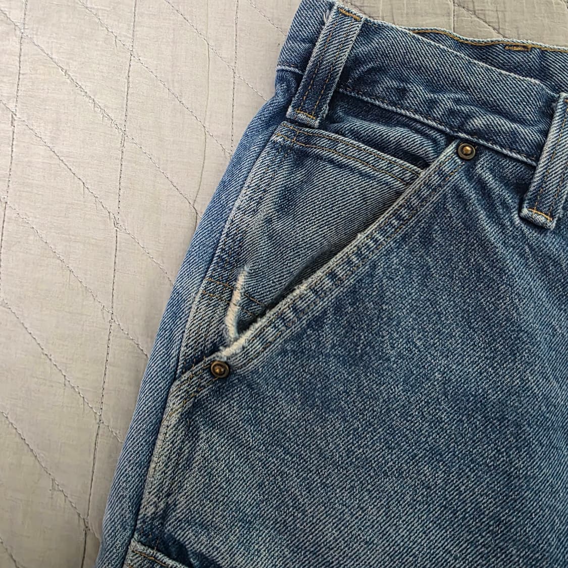 [40X34] 빈티지 칼하트 더블니 릴렉스핏 데님팬츠 워시드 B15 상품이미지3