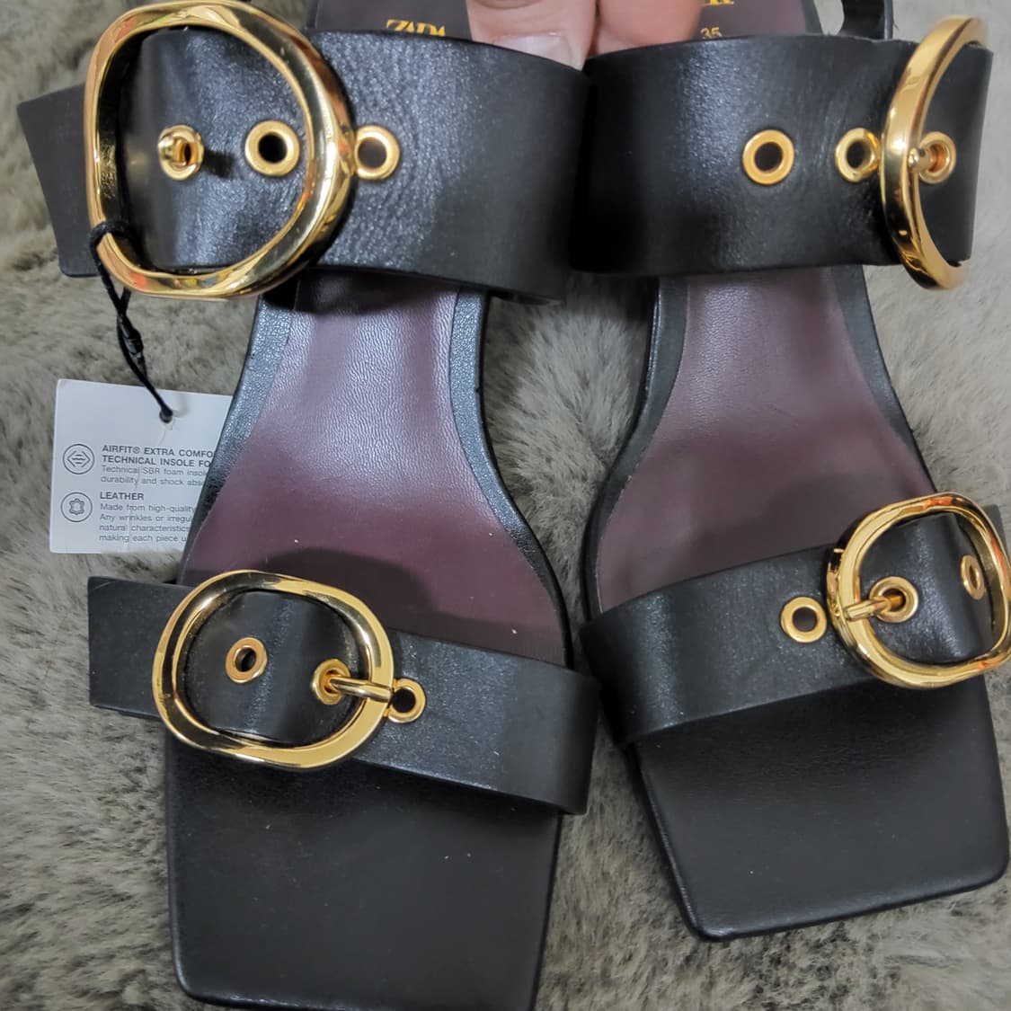 새상품 자라 소가죽 힐 샌들 금장버클 35 225 넘 이쁨 상품이미지2