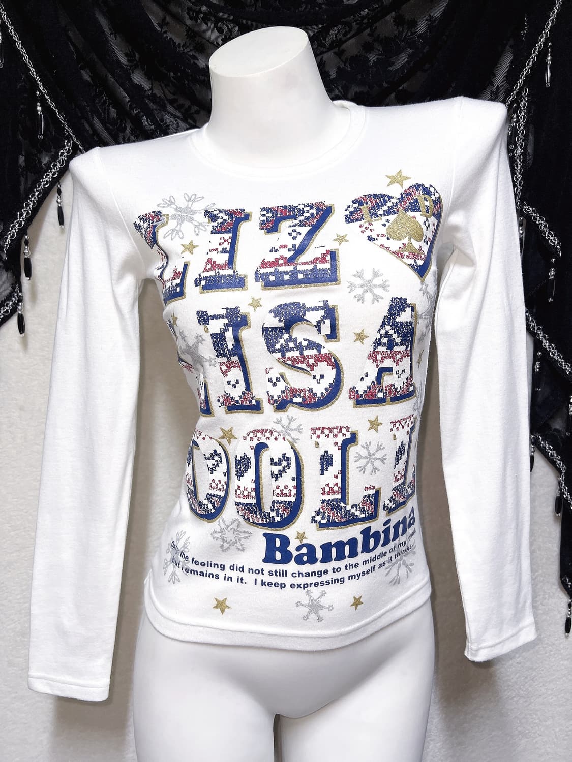 리즈리사돌 헤이세이 키치 갸루 레터링 글리터 프린팅 긴팔탑 핀터 펑크 상품이미지8