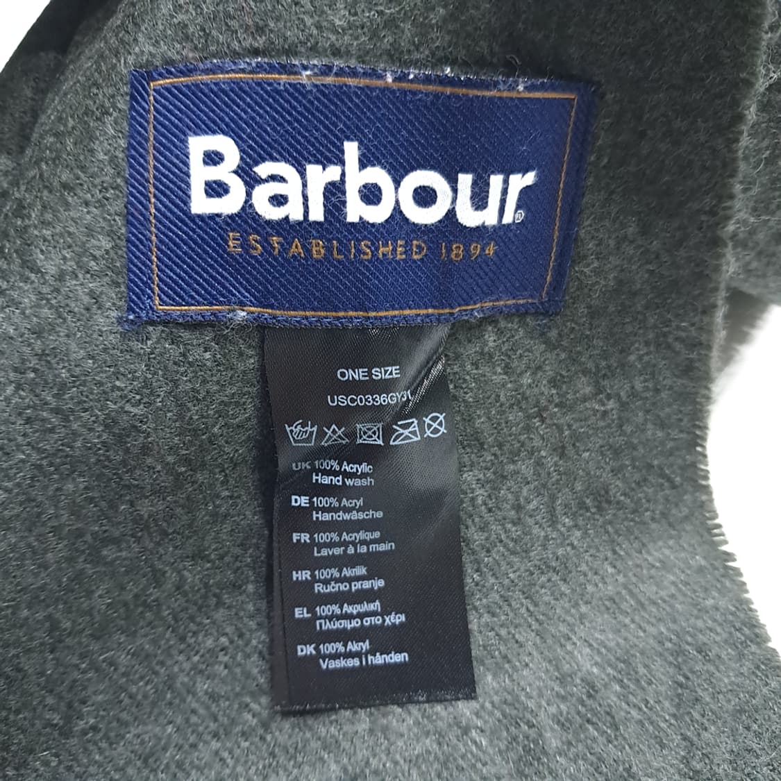 MX474 바버 아크릴 자수 로고 다크그레이 머플러 목도리 상품이미지4