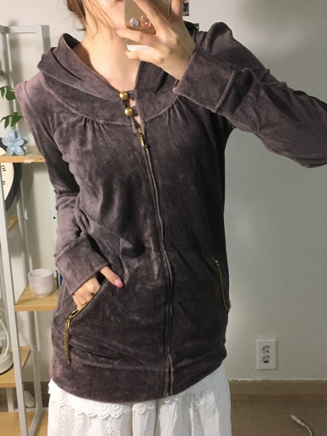 쥬씨꾸뛰르 바이올렛 벨벳 후드집업  상품이미지2