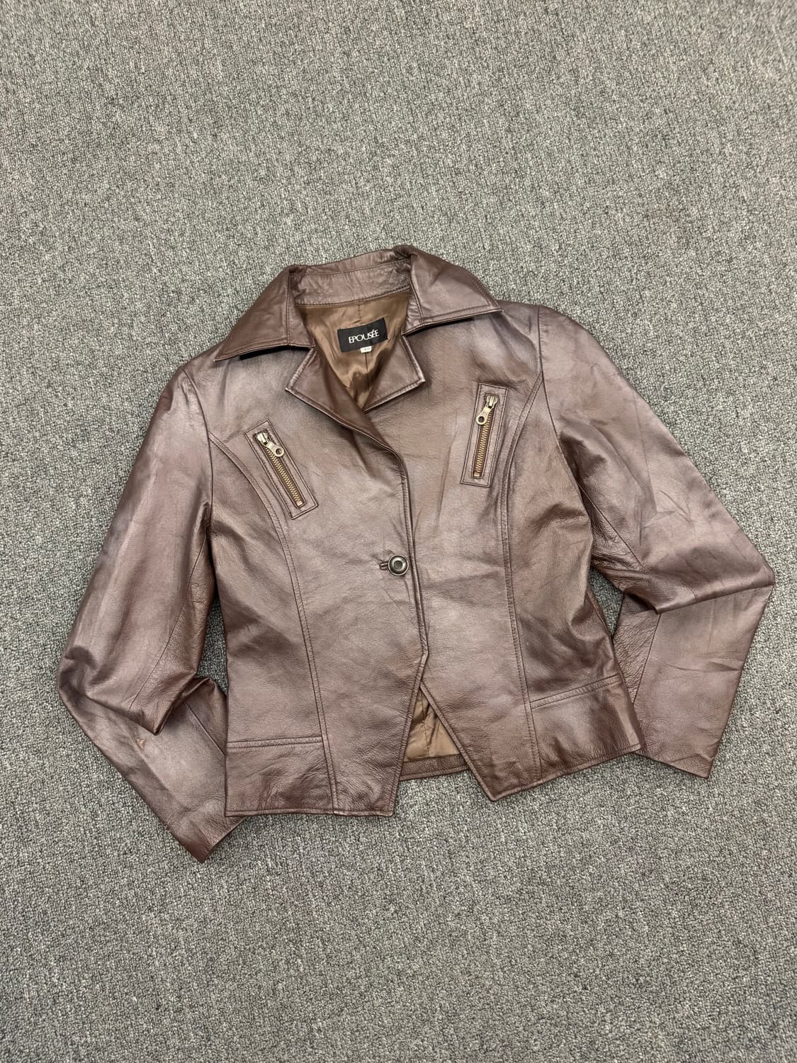 40)EPOUSEE 빈티지 브라운 가죽 블레이저 자켓 상품이미지1