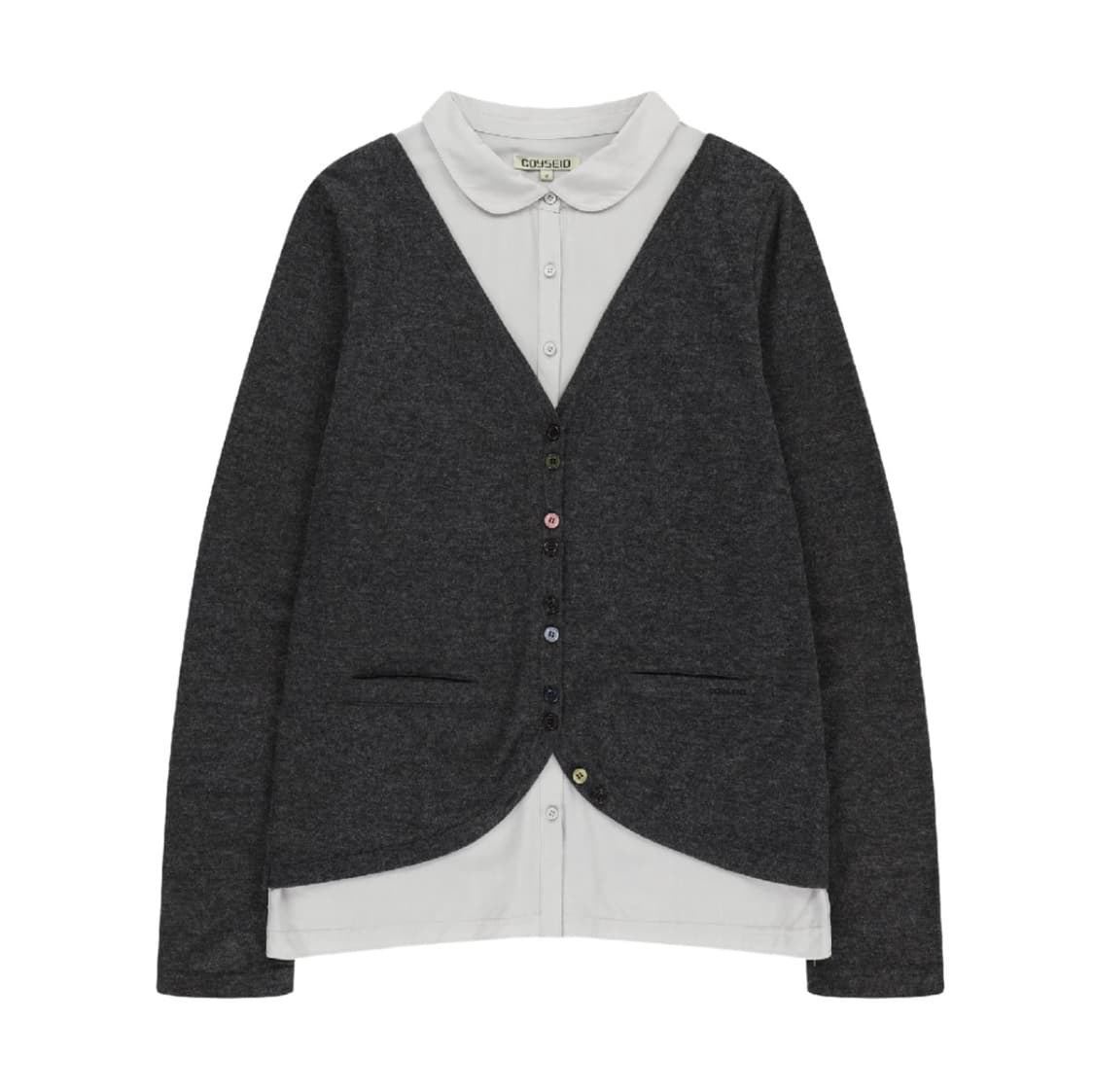 (2) 코이세이오 레이어드 셔츠 가디건 다크 그레이 상품이미지1