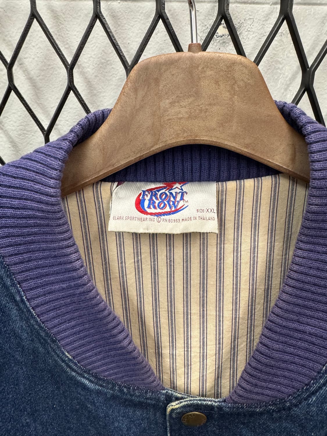 USA VTG 90s 빈티지 데님 바시티 오렌지 배색 워크 자켓 상품이미지7