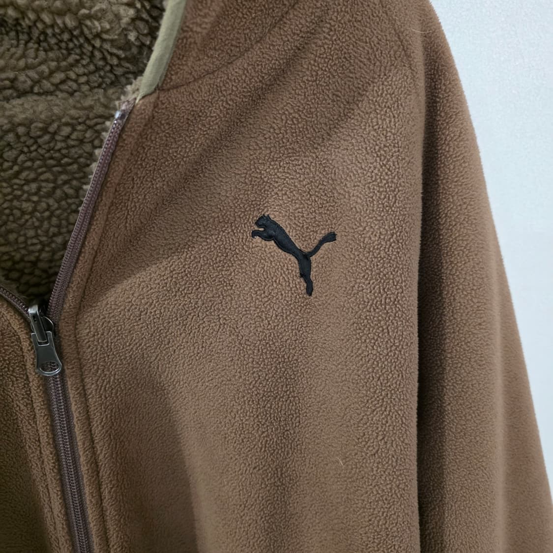 푸마 리버시블 플리스 후드 자켓 XL 브라운 상품이미지3