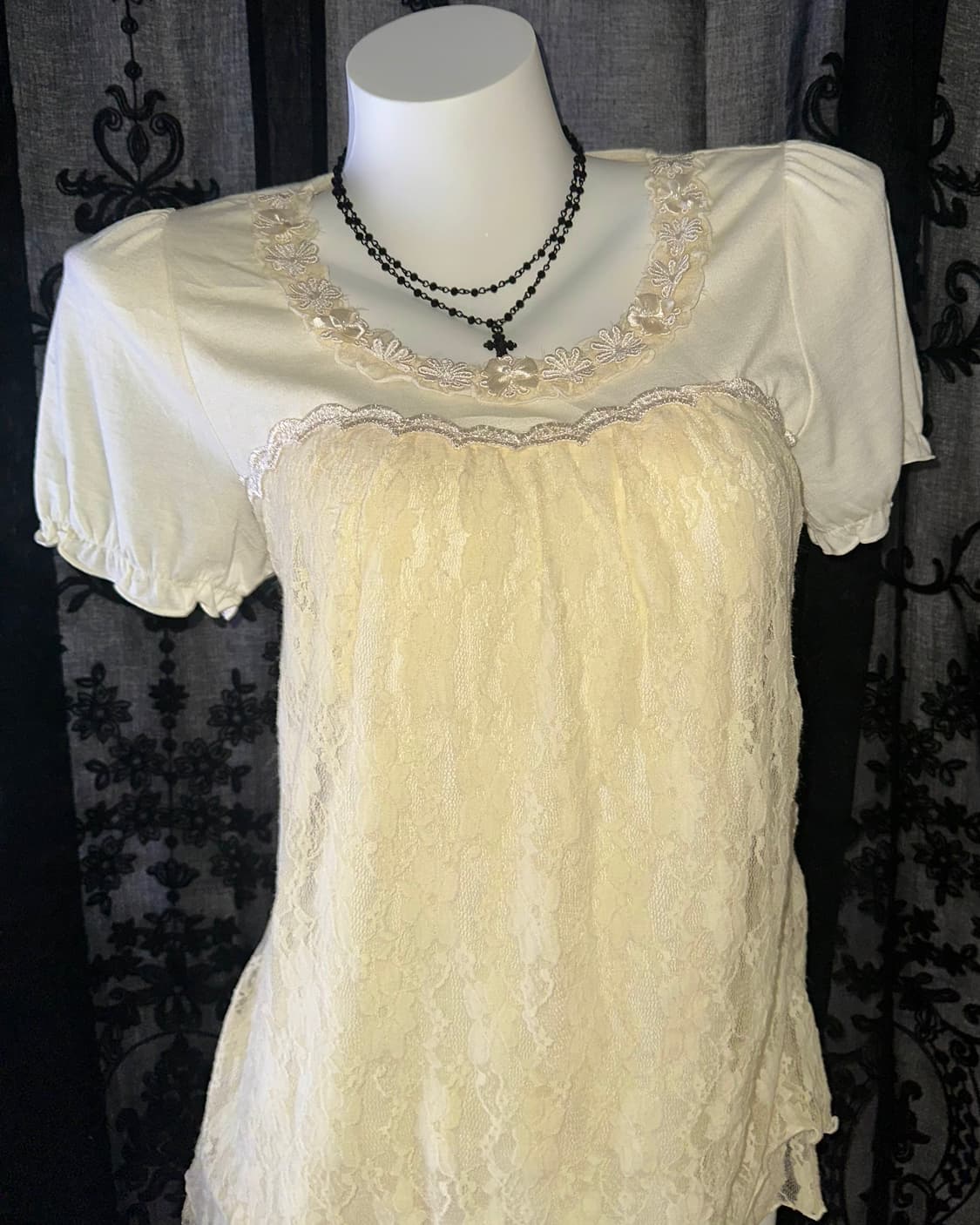 yellow lace Short-sleeve 상품이미지2