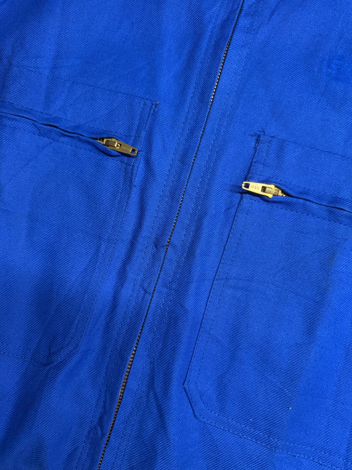 70s~80s 프렌치 워크웨어 로얄블루 골드집업 자켓 상품이미지3