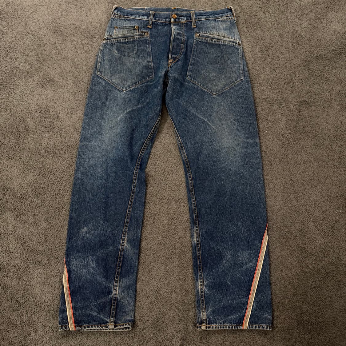 [ 정품/34 ] 에비수 백 디테일 빅로고 와이드 자수 패치 데님 청바지 상품이미지2