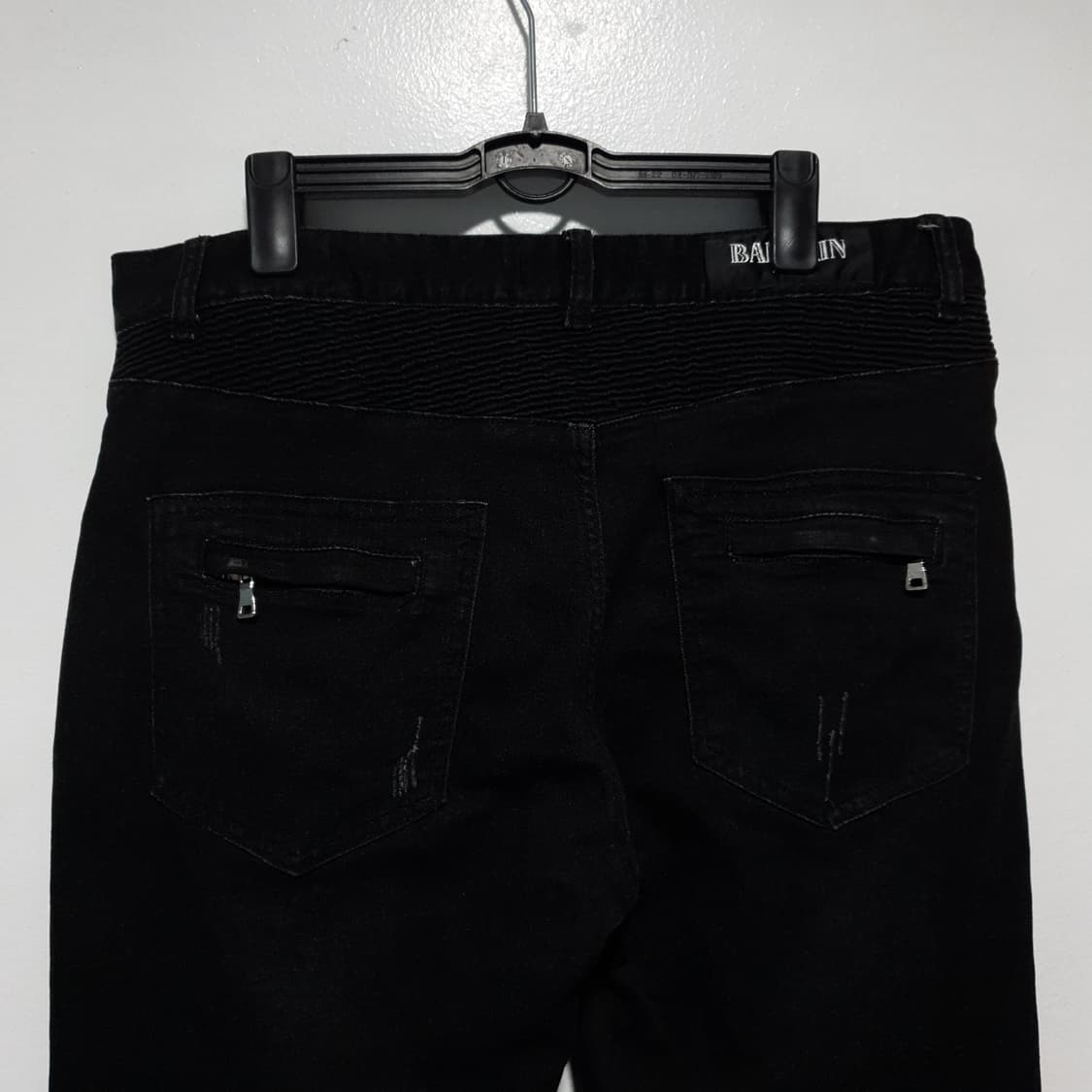 발망 바이커 진 블랙 지퍼 디테일 데님 팬츠 (실측 34-35인치) 상품이미지9