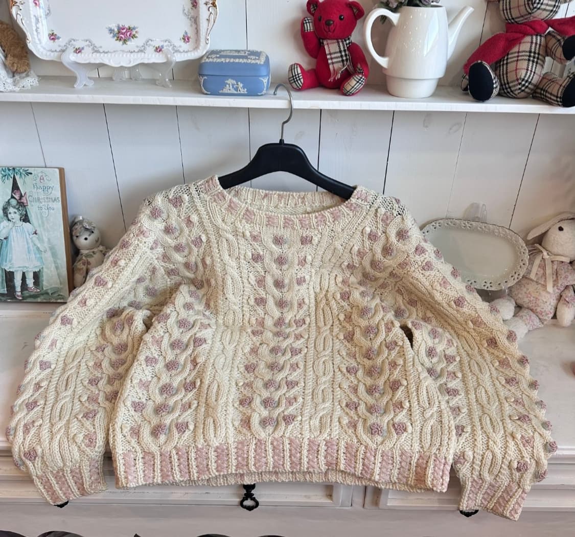 핸드니트 케이블 플라워 입체 니트 상품이미지4