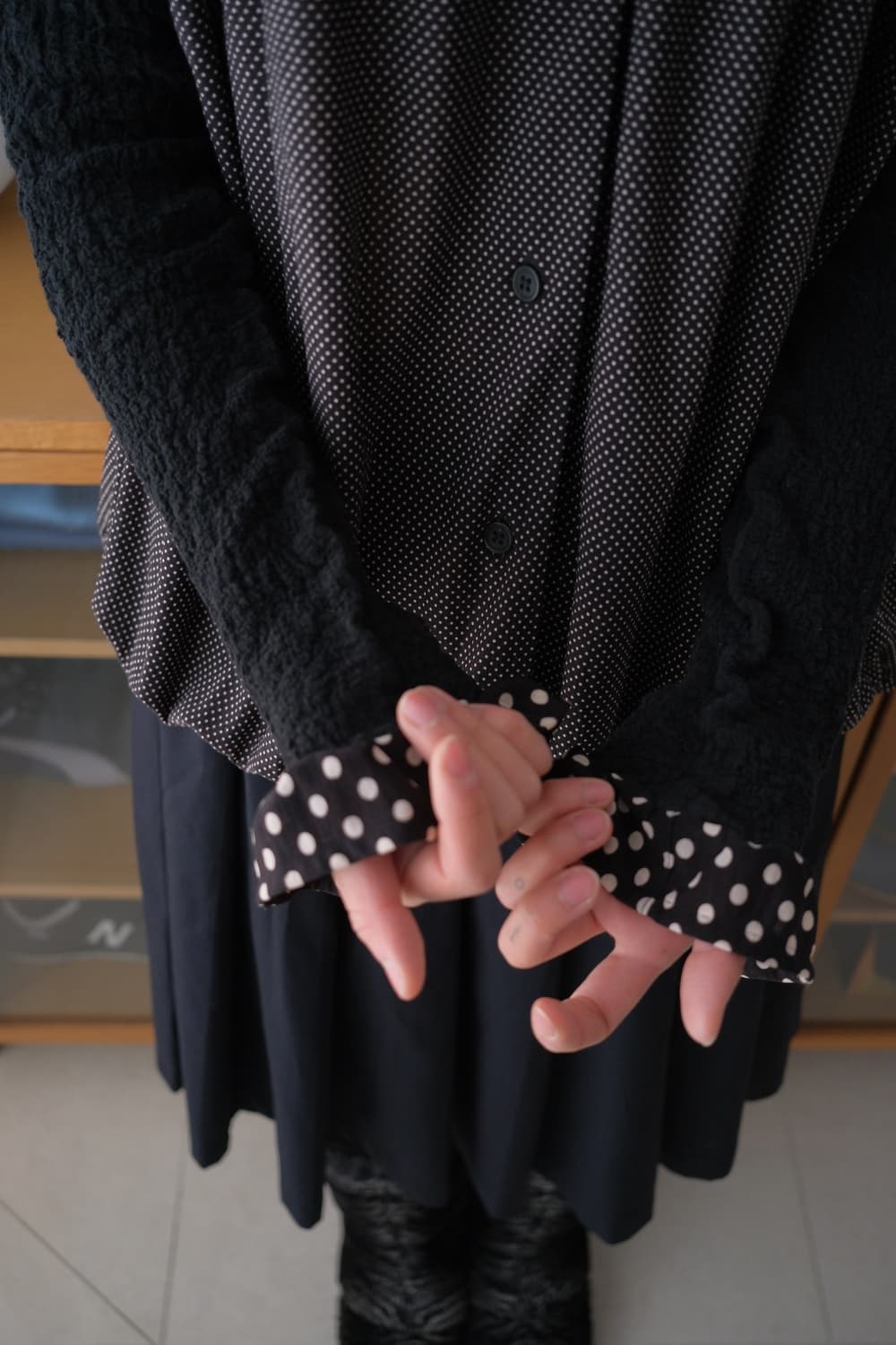 Wrinkled dot frill cardigan 상품이미지3