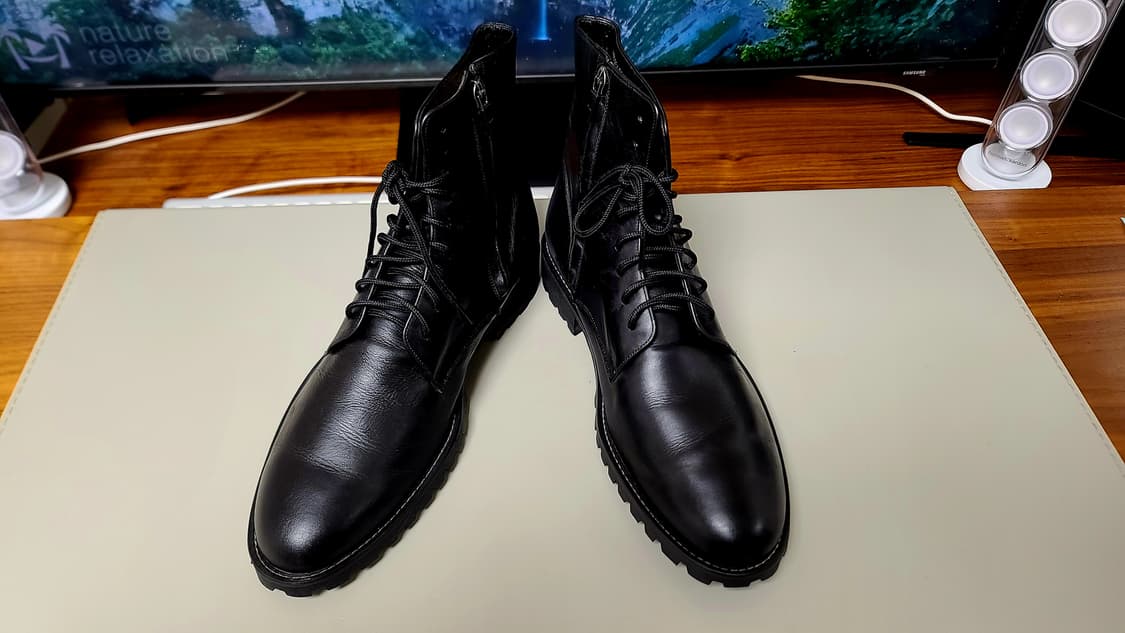 미소페 남성 소가죽 레이스업 워커 265, 블랙 상품이미지1