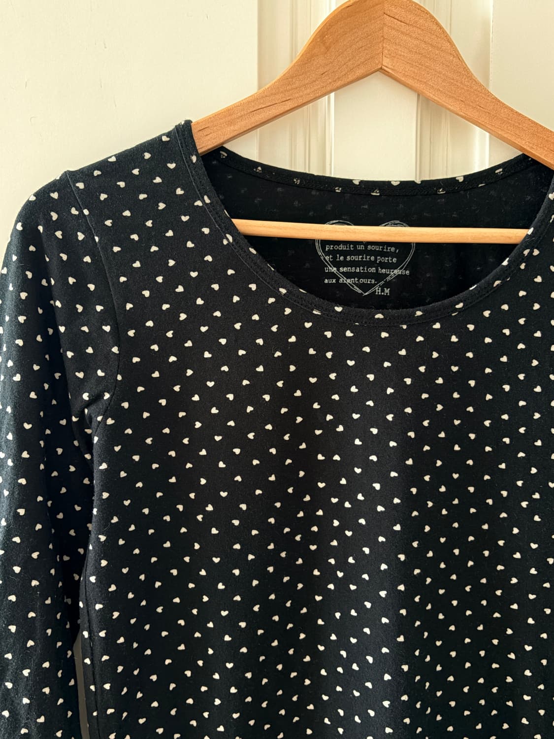 Vintage 하트 도트 패턴 긴팔 티셔츠 상품이미지1