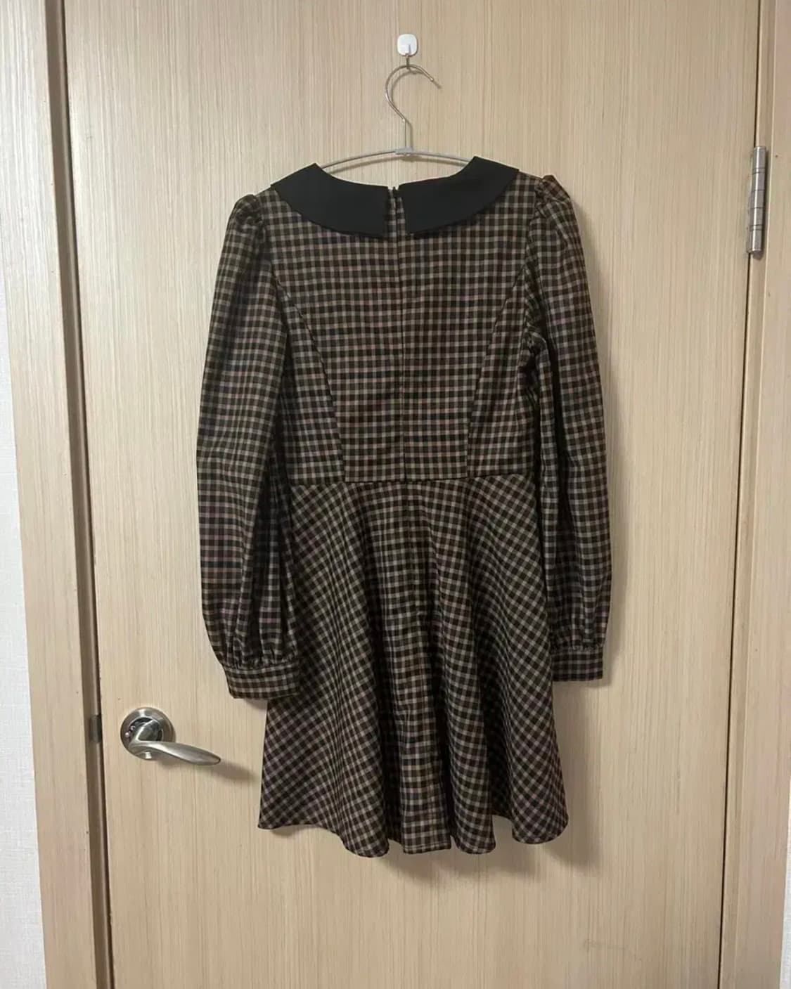 S사이즈)신스덴 쿠키 체크 미니 원피스 카라리본원피스 프렌치스타일원피스 상품이미지8