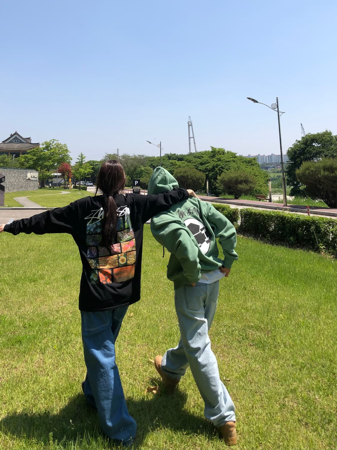 스투시 스케이트맨 후드 그린 L 상품이미지3