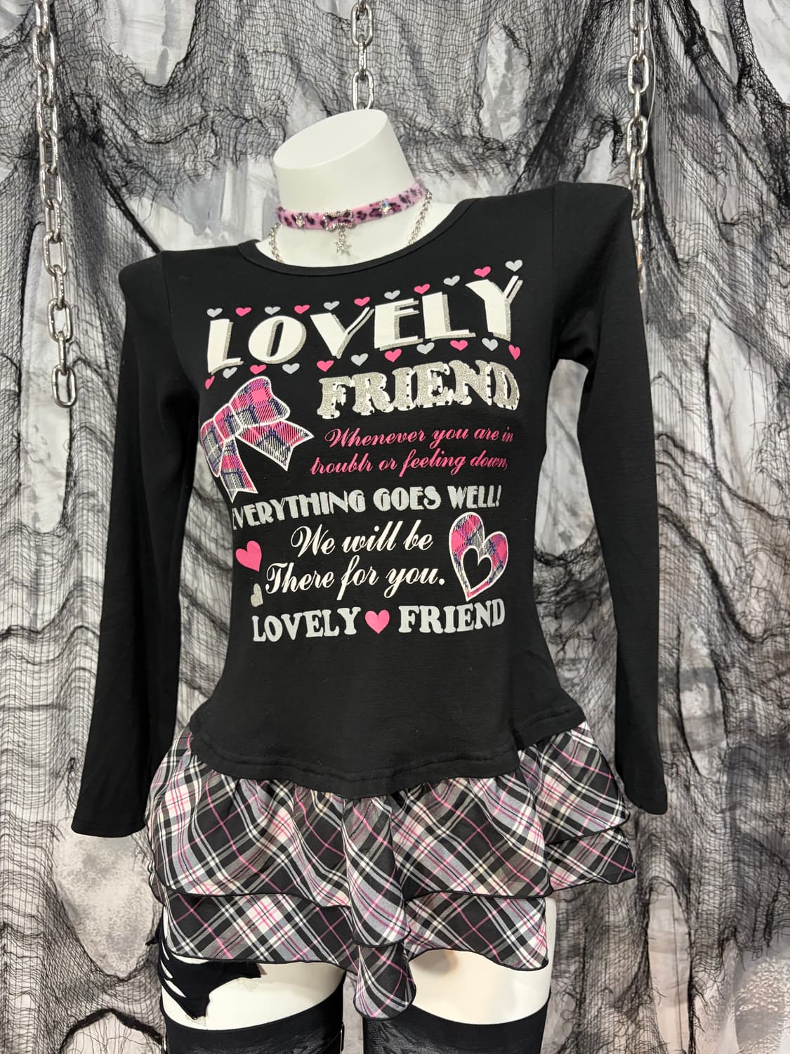 Y2k kitsch Glitter frill Layered long sl 상품이미지6