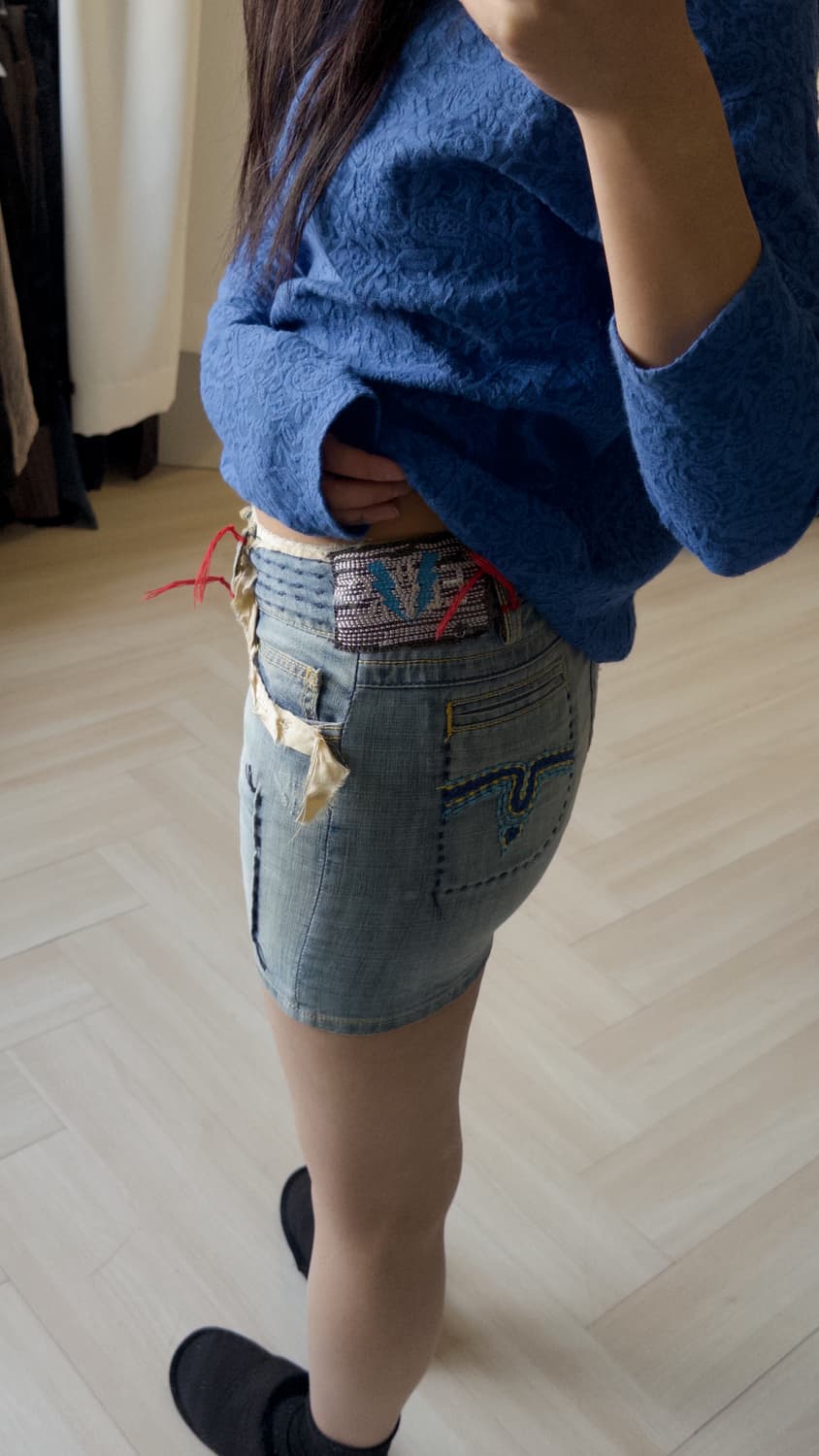 [ELVIS] patch stitch denim mini skirt 상품이미지8