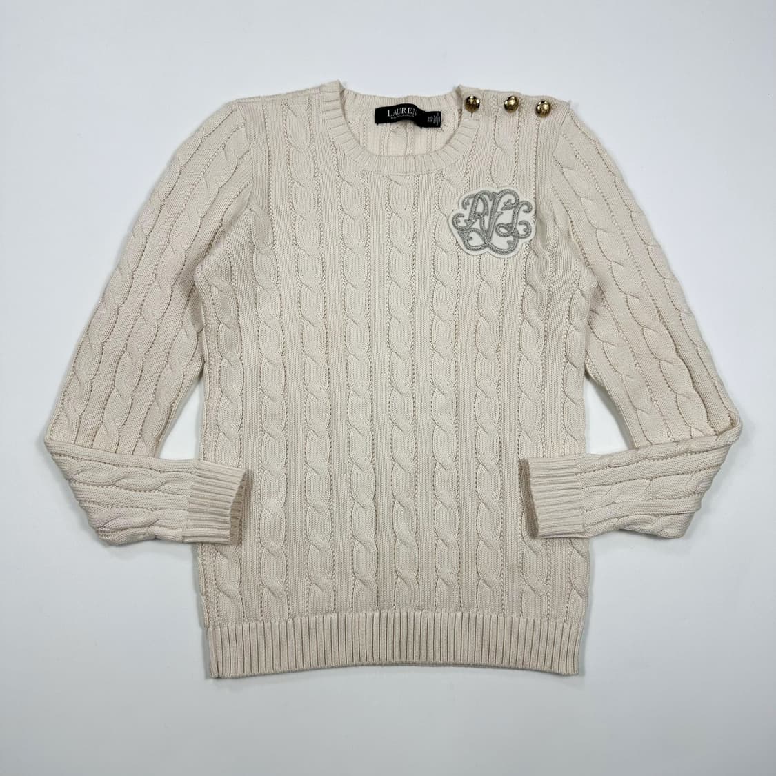 폴로 랄프로렌 클래식 자수로고 금장 케이블니트 아이보리 여성2XS 상품이미지1