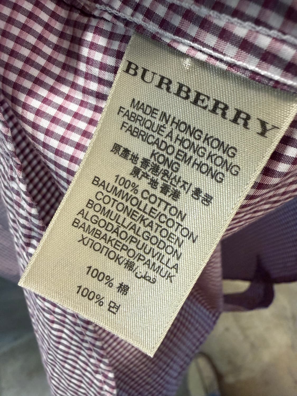 L 버버리 BURBERRY 체크 코튼 셔츠 버건디 상품이미지6