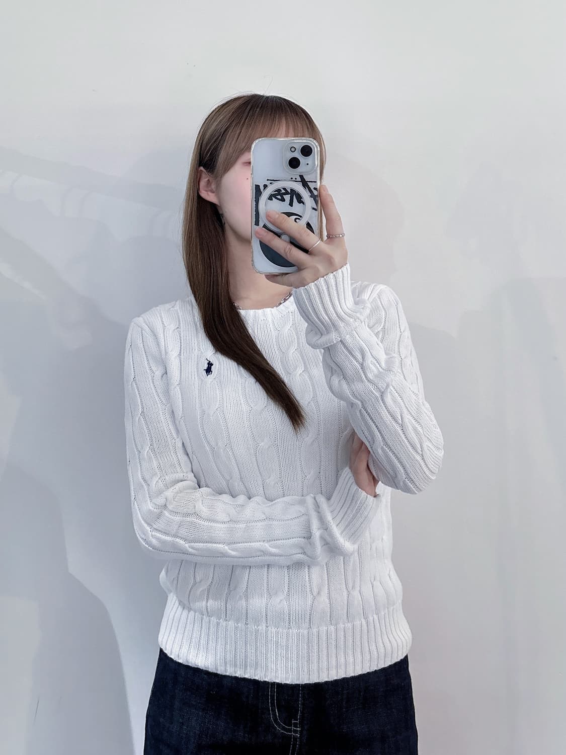 폴로랄프로렌 qr 네이비포니 화이트 케이블 니트 상품이미지2