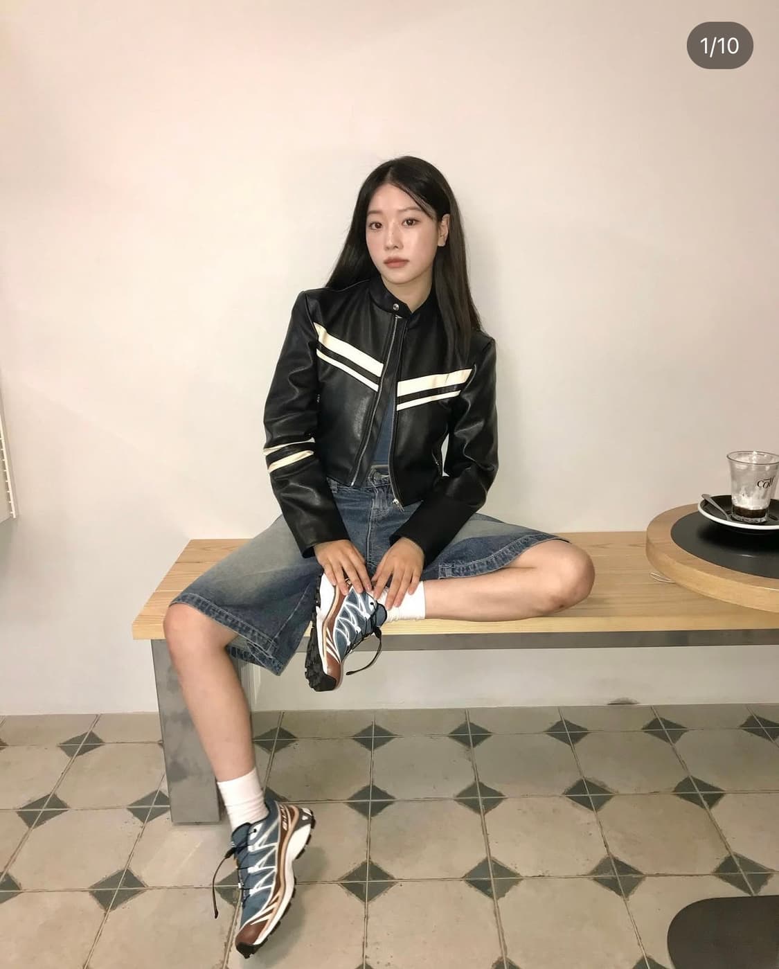 카키포인트 모터 레이싱 레더 자켓 블랙 상품이미지3