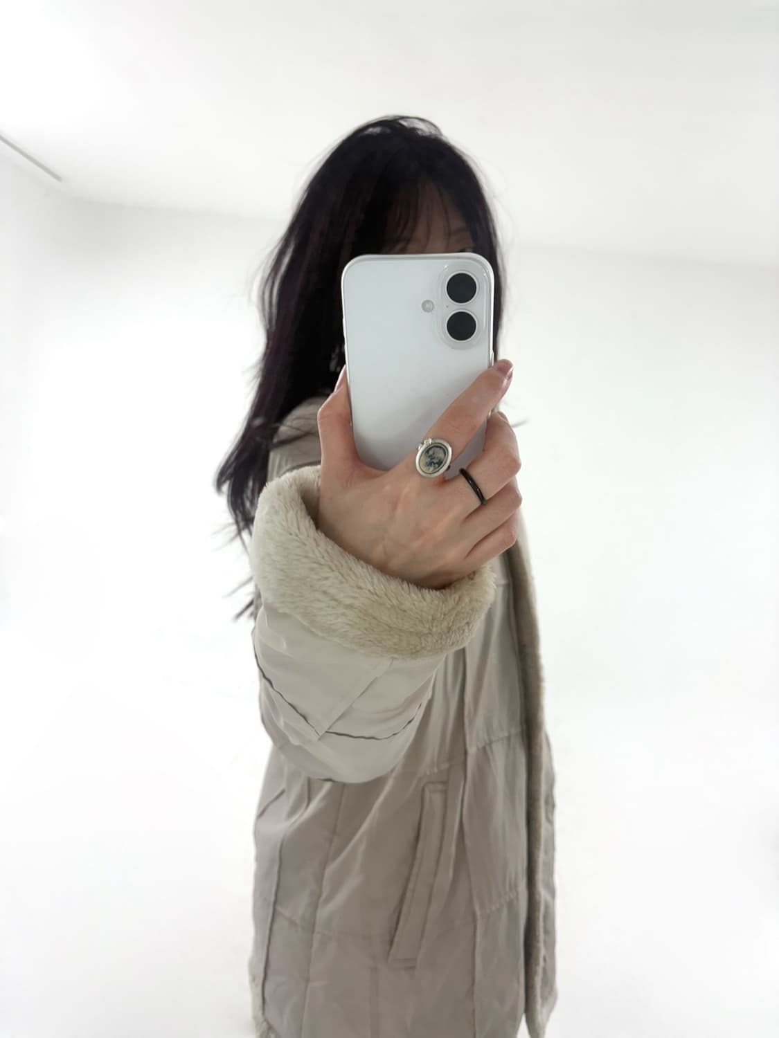 Ivory Quilted Fur Jacket 상품이미지3