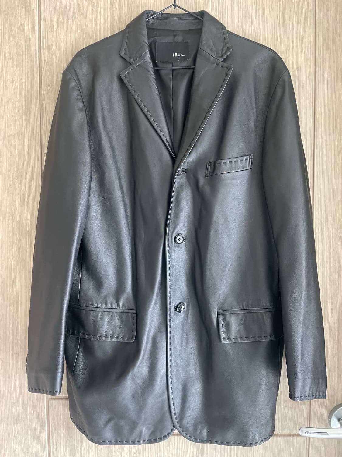 Y.H Kim 양가죽 스티치 레더 블레이저 상품이미지1