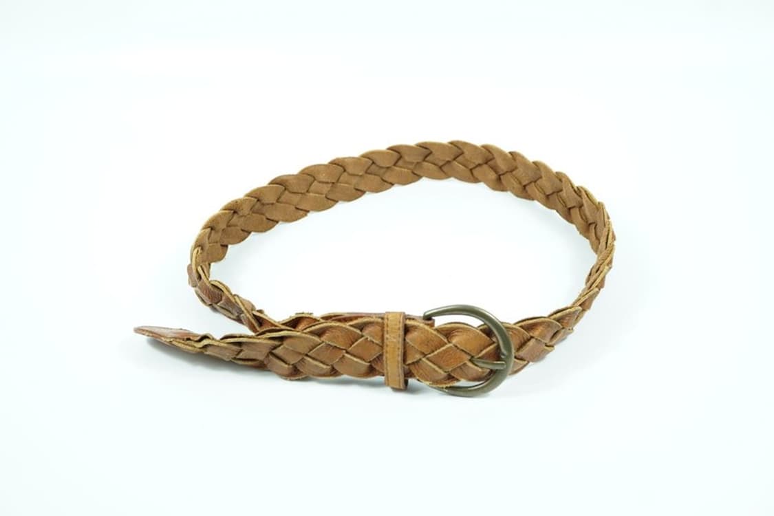 리얼 레더 카멜 브라운 위빙 꼬임 메쉬 벨트 상품이미지4