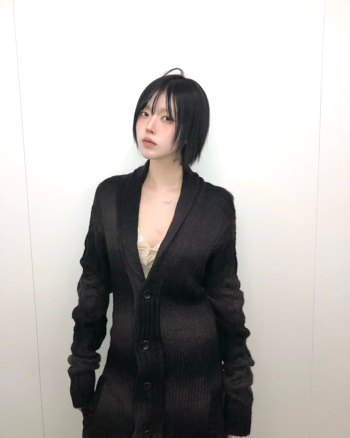 블랙 앤 브라운 롱 가디건 상품이미지1