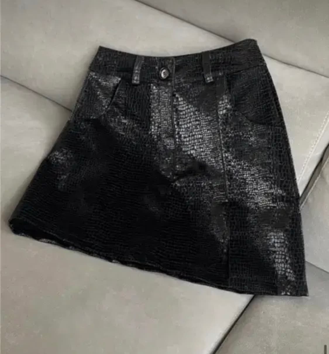 파이톤 레더 가죽 스커트 M 상품이미지1