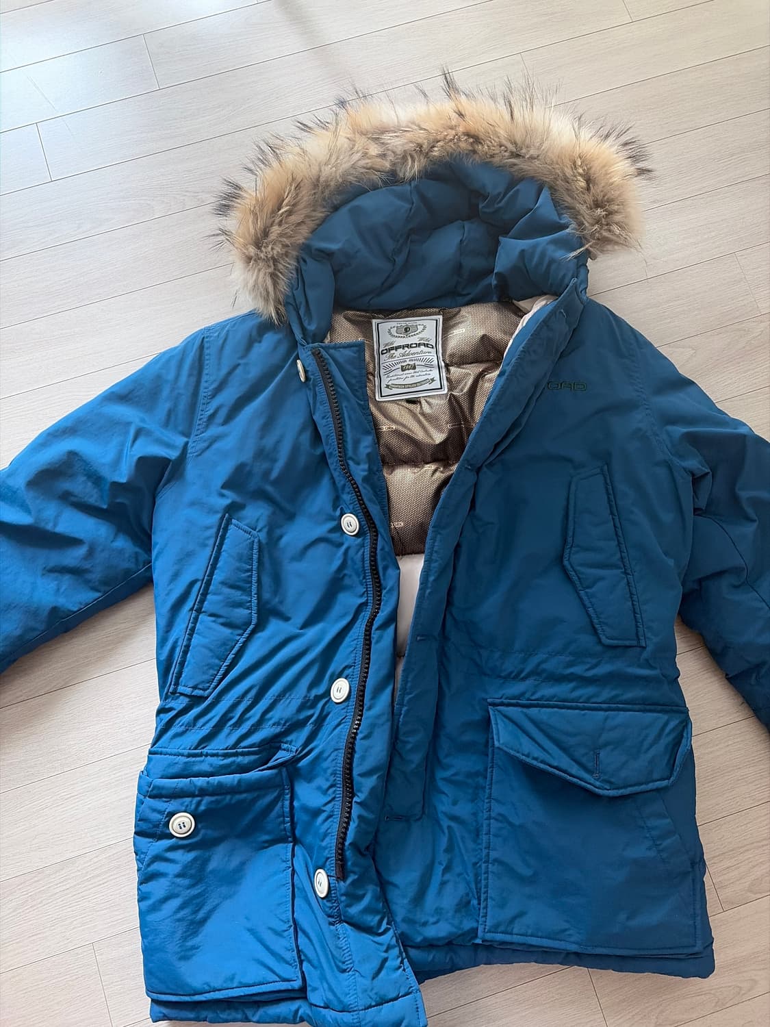 OFFROAD 파란색 패딩 퍼 후드 상품이미지1