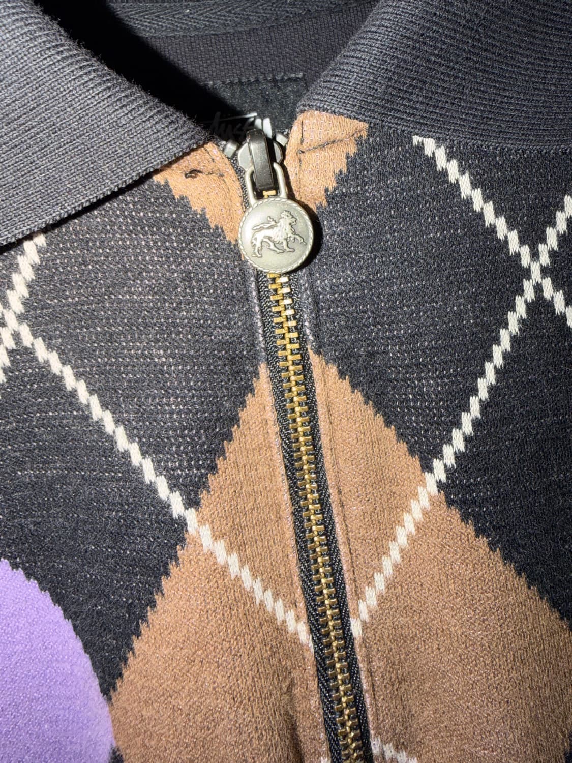 스투시 아가일 집 폴로 M사이즈 상품이미지4