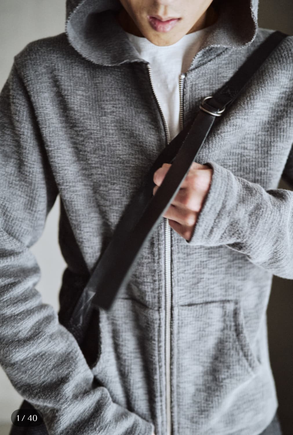 구매1)모노프리베 Textured Hoodie Zip 그레이 상품이미지1