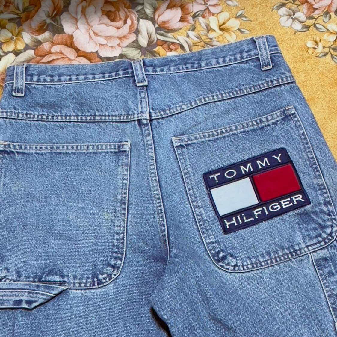 90s 타미힐피거 빅패치 카펜터 데님 쇼츠 상품이미지3
