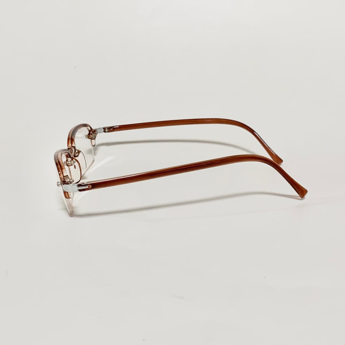 944 빈티지안경 데드스탁 투명 젤리 반무테 안경 브라운 펄그레이 클리어 상품이미지4