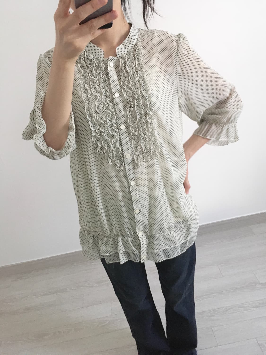 mini dot frill blouse 상품이미지2
