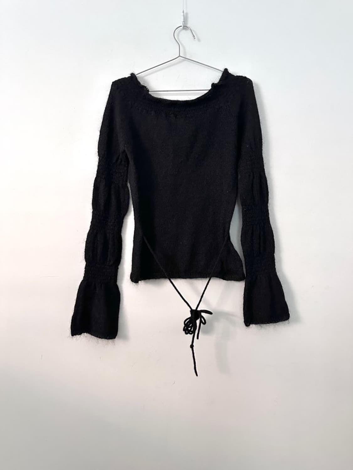 Off shoulder mohair puff knit / black 상품이미지4