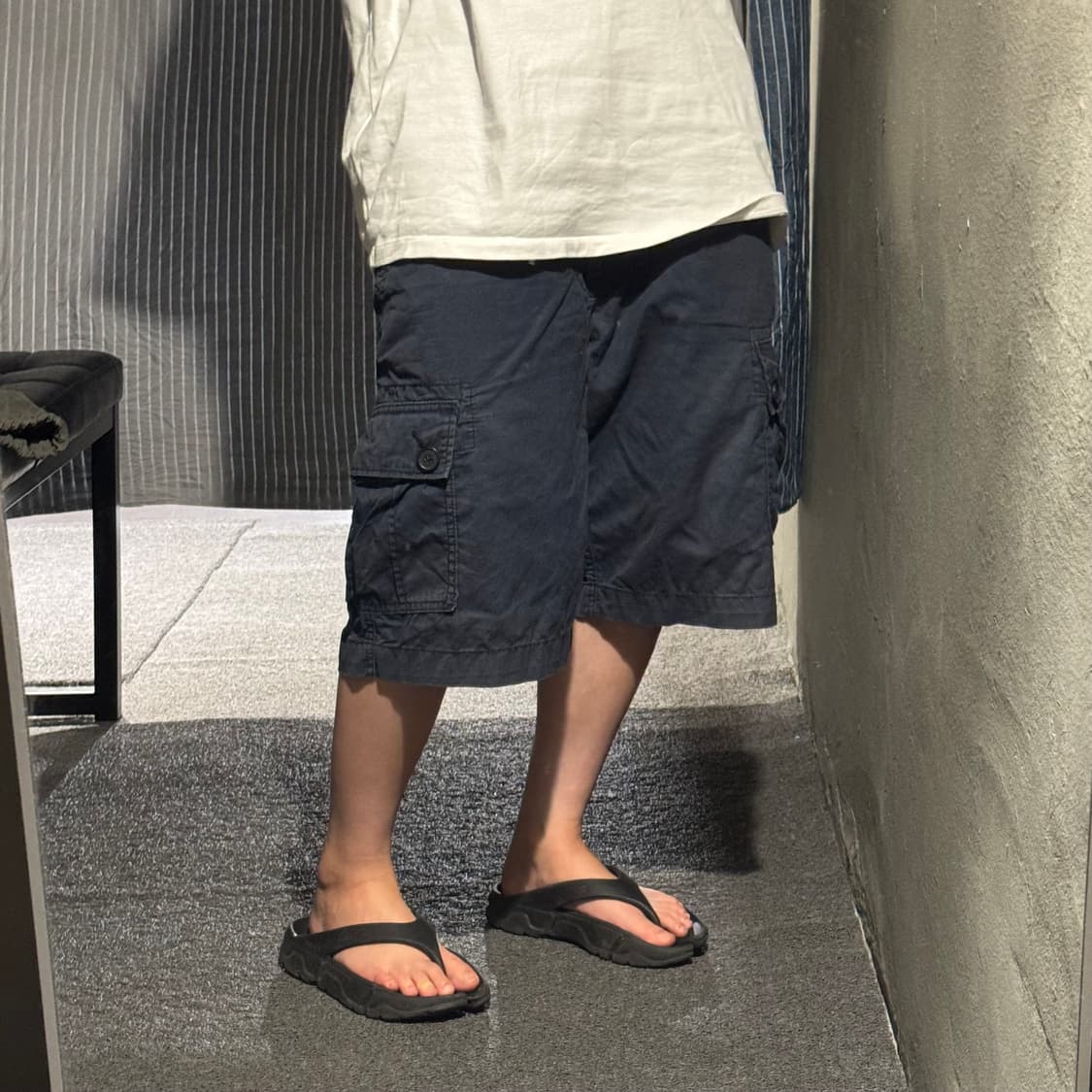 WEARFIRST 피그먼트 네이비 카고포켓 코튼 반바지 하프팬츠 34 상품이미지1